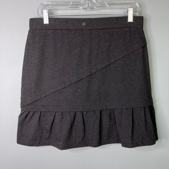 prAna Leah Asymmetrical Ruffle Wool Blend Dark Heathered Gray Mini Skirt Size S - Picture 11 of 14